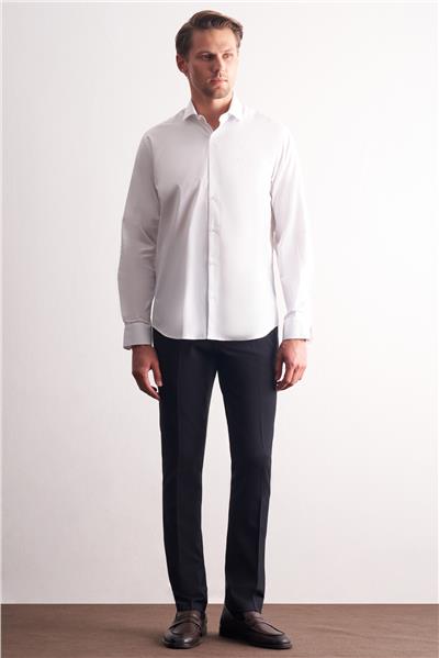 Yarım İtalyan Yaka Uzun Kol Premium Slim Fit Pamuklu Gömlek 1004255198