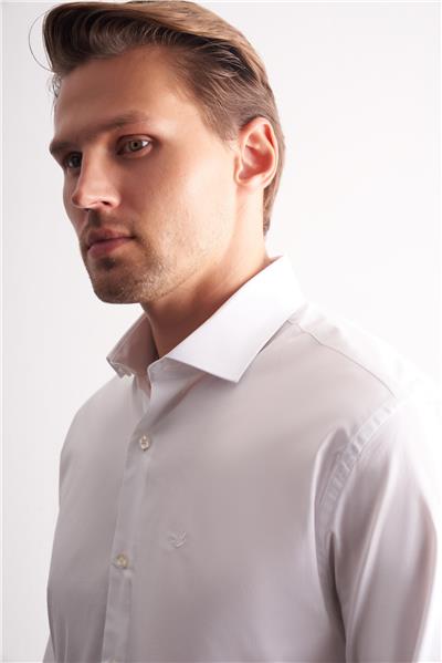Yarım İtalyan Yaka Uzun Kol Premium Slim Fit Pamuklu Gömlek 1004255198