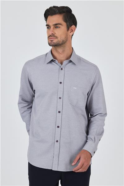 Sert Yaka Kendinden Desenli Classic Pamuklu Comfort Fit Gömlek 1004250219