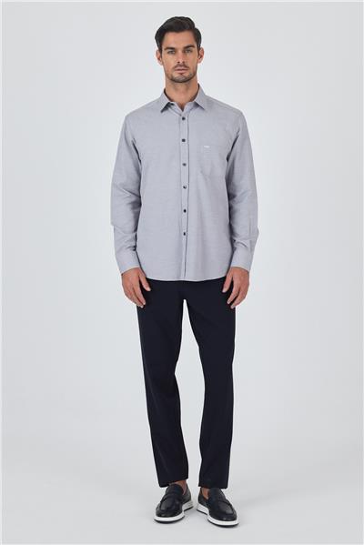 Sert Yaka Kendinden Desenli Classic Pamuklu Comfort Fit Gömlek 1004250219