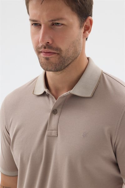 Camel Polo Yaka Pike Kısa Kol Slim Fit %100 Pamuk Tişört 1011260171