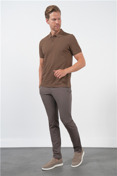 Camel Polo Yaka Pike Kısa Kol Slim Fit Pamuklu Tişört 1011260170