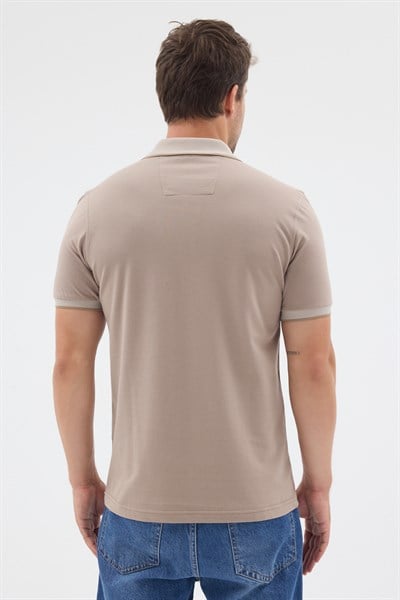 Camel Polo Yaka Pike Kısa Kol Slim Fit %100 Pamuk Tişört 1011260171