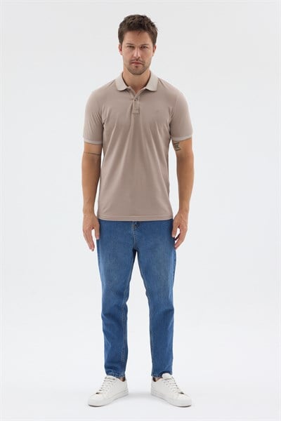 Camel Polo Yaka Pike Kısa Kol Slim Fit %100 Pamuk Tişört 1011260171