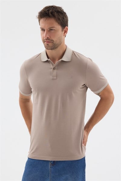 Camel Polo Yaka Pike Kısa Kol Slim Fit %100 Pamuk Tişört 1011260171