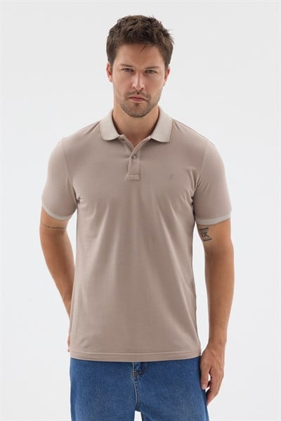Camel Polo Yaka Pike Kısa Kol Slim Fit %100 Pamuk Tişört 1011260171