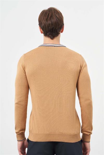 Camel Uzun Kol Düz Örme Bisiklet Yaka Classic Slim Fit Triko 1012245108