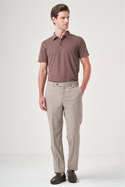Camel Yan Cep Filafil Desen Comfort Fit Esnek Pantolon 1003260153