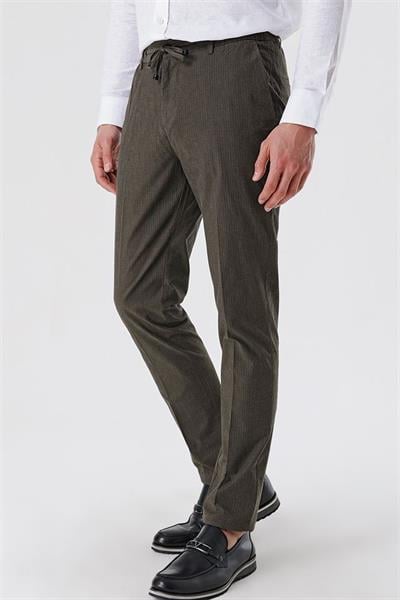 Koyu Vizon Pamuklu Yandan Cepli Casual Slim Fit Jogger Pantolon 1003230159