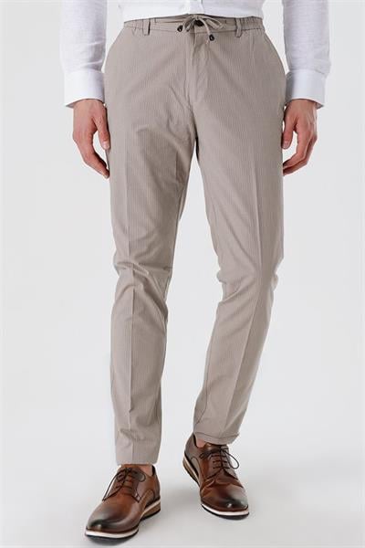 Koyu Bej Pamuklu Yandan Cepli Casual Slim Fit Jogger Pantolon 1003230159