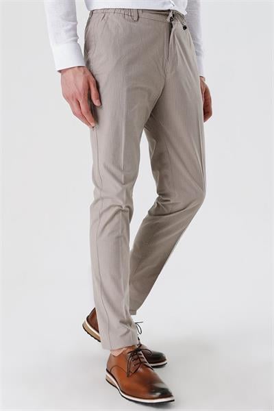 Koyu Bej Pamuklu Yandan Cepli Casual Slim Fit Jogger Pantolon 1003230159
