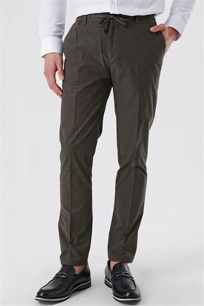 Koyu Vizon Pamuklu Yandan Cepli Casual Slim Fit Jogger Pantolon 1003230159