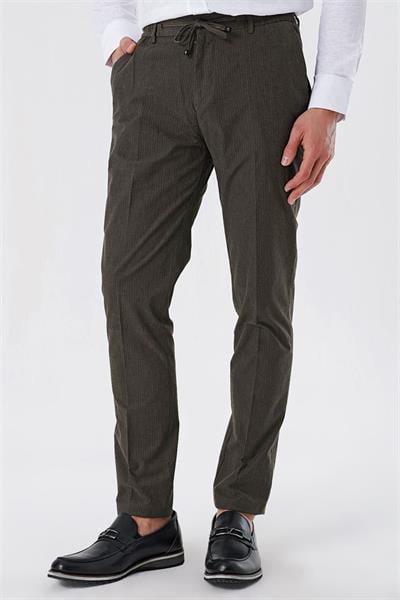 Koyu Vizon Pamuklu Yandan Cepli Casual Slim Fit Jogger Pantolon 1003230159