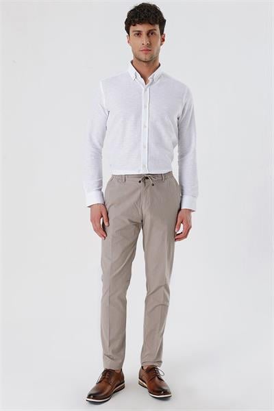 Koyu Bej Pamuklu Yandan Cepli Casual Slim Fit Jogger Pantolon 1003230159