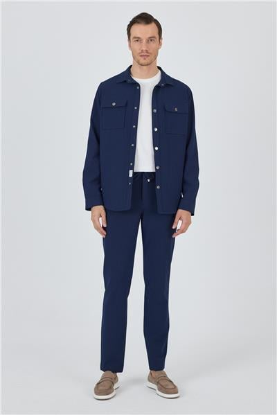 Çizgili Desen Gofreli Ayaklı Gömlek Yaka Astarsız Esnek Comfort Fit Mont 1007250117