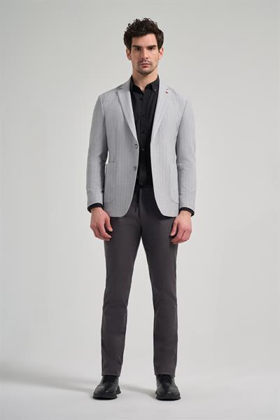 Çizgili Desen Gofreli Mono Yaka Esnek 6 Drop Slim Fit Ceket 1002250122