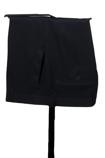 Koyu Lacivert Armürlü Mono Yaka Astarlı Yelekli 6 Drop Slim Fit Smokin Damatlık 1001220201