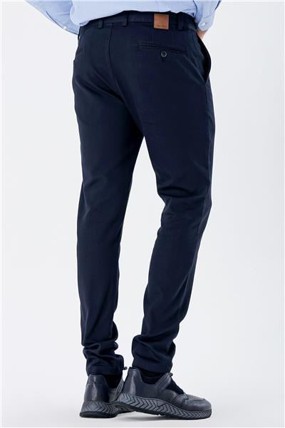 Koyu Lacivert Pamuklu Yandan Cepli Casual Slim Fit Chino Pantolon 1003235120