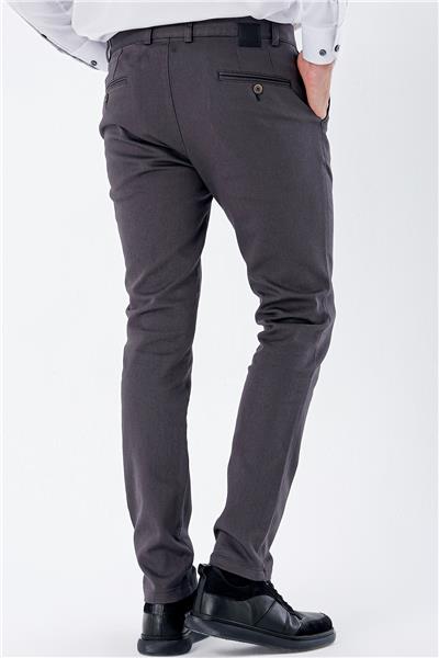 Koyu Antrasit Pamuklu Yandan Cepli Casual Slim Fit Chino Pantolon 1003235120