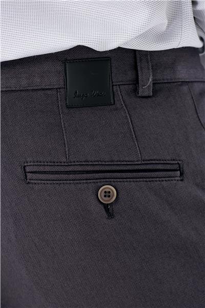 Koyu Antrasit Pamuklu Yandan Cepli Casual Slim Fit Chino Pantolon 1003235120