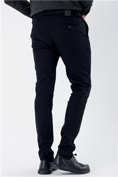 Siyah Pamuklu Yandan Cepli Casual Slim Fit Chino Pantolon 1003235120