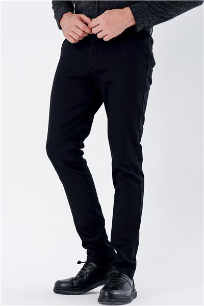 Siyah Pamuklu Yandan Cepli Casual Slim Fit Chino Pantolon 1003235120