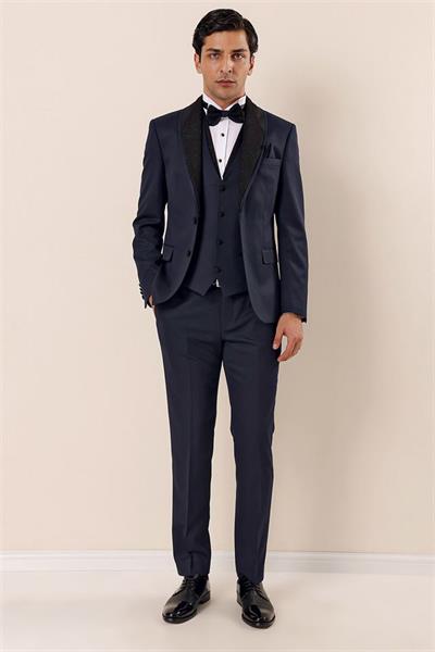 Desenli Yelekli 6 Drop Slim Fit Smokin Damatlık Takım 1001230204