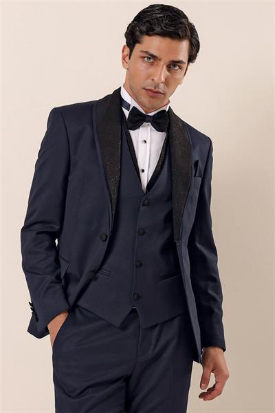 Desenli Yelekli 6 Drop Slim Fit Smokin Damatlık Takım 1001230204