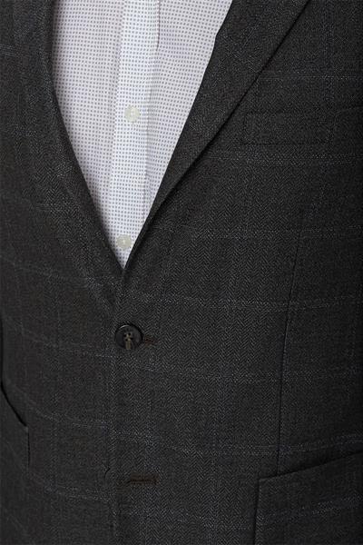 Koyu Kahverengi Desenli Mono Yaka Astarsız 6 Drop Comfort Fit Rahat Kesim Ceket 1002225172