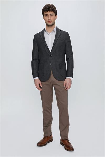 Koyu Lacivert Desenli Mono Yaka Astarsız 6 Drop Comfort Fit Rahat Kesim Ceket 1002225172