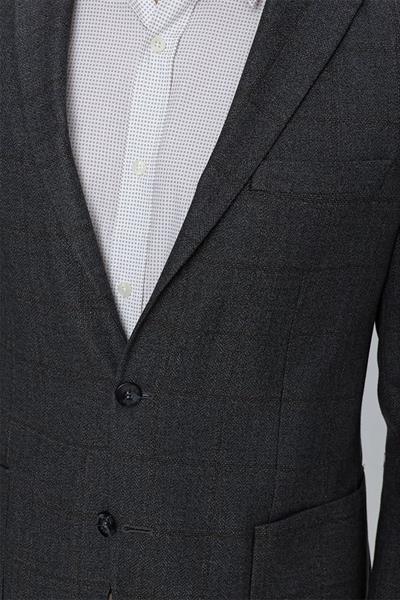 Koyu Lacivert Desenli Mono Yaka Astarsız 6 Drop Comfort Fit Rahat Kesim Ceket 1002225172