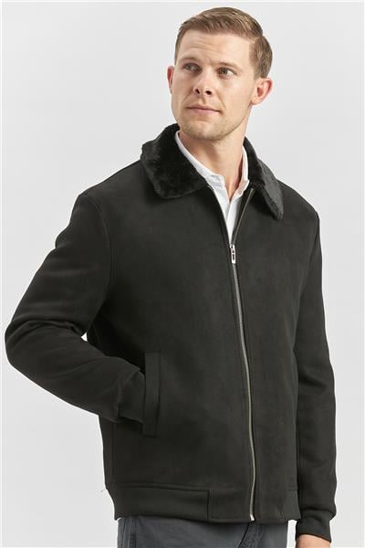 Siyah Dolumlu Kürklü Yaka Likralı Kapitoneli Astar Slim Fit Dar Kesim Casual Mont 1007245152