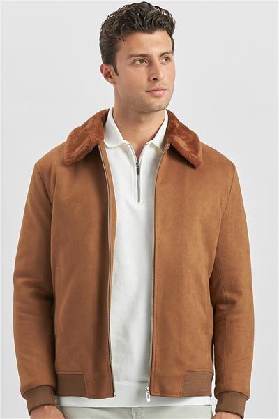 Tütün Dolumlu Kürklü Yaka Likralı Kapitoneli Astar Slim Fit Dar Kesim Casual Mont 1007245152