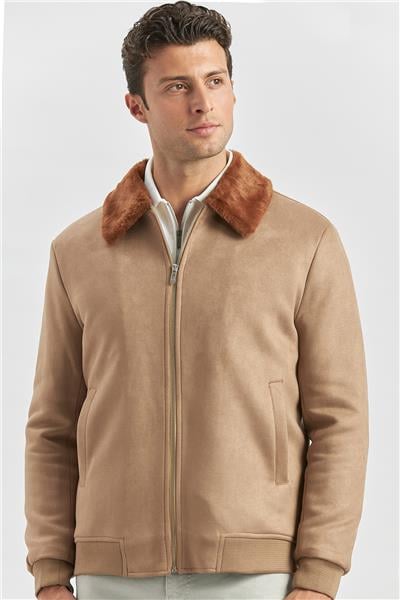 Koyu Camel Dolumlu Kürklü Yaka Likralı Kapitoneli Astar Slim Fit Dar Kesim Casual Mont 1007245152