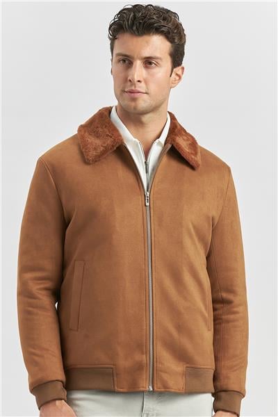 Tütün Dolumlu Kürklü Yaka Likralı Kapitoneli Astar Slim Fit Dar Kesim Casual Mont 1007245152