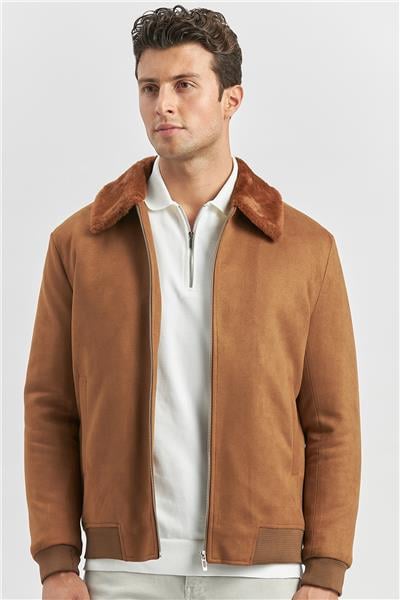 Tütün Dolumlu Kürklü Yaka Likralı Kapitoneli Astar Slim Fit Dar Kesim Casual Mont 1007245152