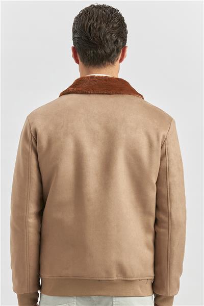 Koyu Camel Dolumlu Kürklü Yaka Likralı Kapitoneli Astar Slim Fit Dar Kesim Casual Mont 1007245152