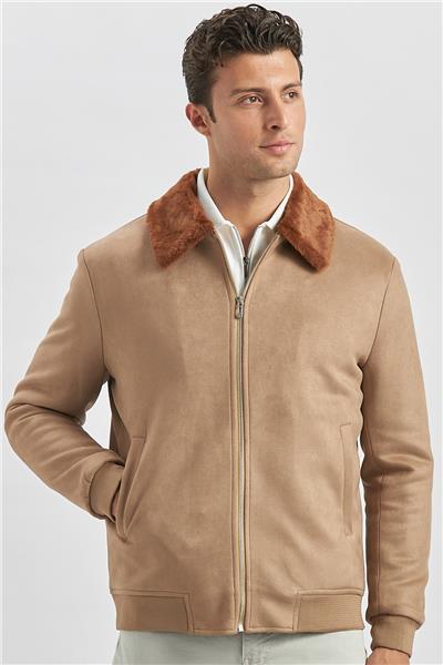 Koyu Camel Dolumlu Kürklü Yaka Likralı Kapitoneli Astar Slim Fit Dar Kesim Casual Mont 1007245152