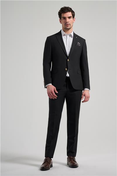 Düz Bez Ayağı Mono Yaka Tam Astar Esnek 6 Drop Slim Fit Ceket 1002245903