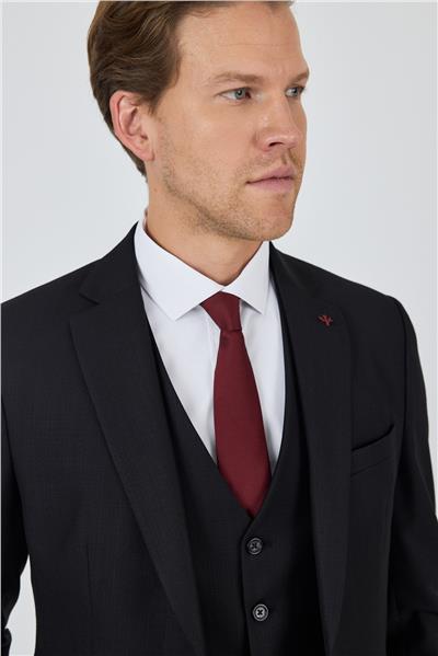 Düz Filafil Mono Yaka Tam Astar Yelekli 6 Drop Slim Fit Takım Elbise 1001250171