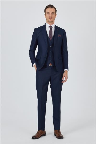 Düz Filafil Mono Yaka Tam Astar Yelekli 6 Drop Slim Fit Takım Elbise 1001250171