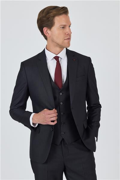 Füme Mono Yaka Yelekli 6 Drop Slim Fit Tam Astar Takım Elbise 1001250171