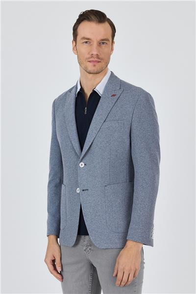 İndigo Örme Kılıç Yaka Malzemesiz Pamuklu 6 Drop Slim Fit Ceket 1002250114