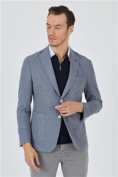 İndigo Örme Kılıç Yaka Malzemesiz Pamuklu 6 Drop Slim Fit Ceket 1002250114