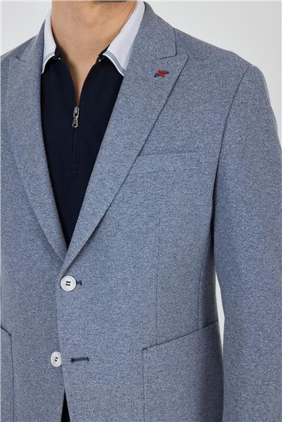 İndigo Örme Kılıç Yaka Malzemesiz Pamuklu 6 Drop Slim Fit Ceket 1002250114