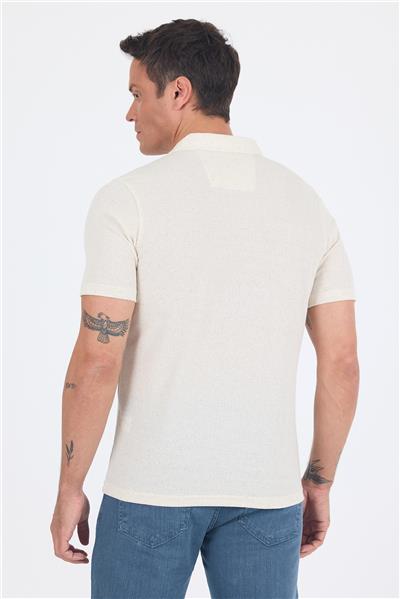 Ekru Kısa Kol Düz Suprem Polo Yaka Cepsiz Pamuklu Casual Slim Fit Tişört 1011250162_609