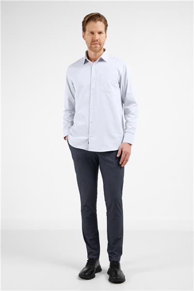 Ekru-Siyah Çizgili Desen Sert Yaka Uzun Kol Cepli Comfort Fit Pamuklu Gömlek 1004255276