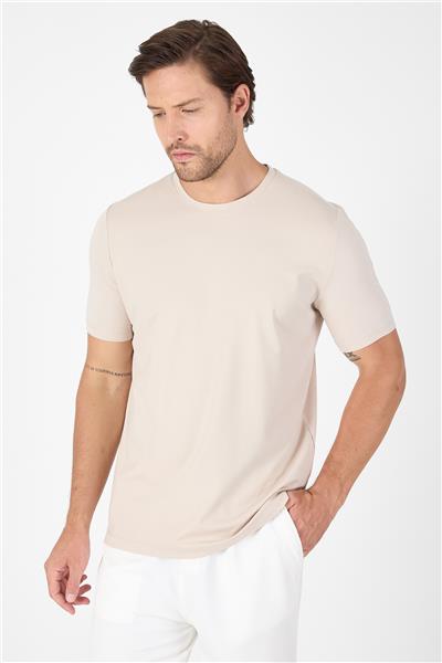 Fındık Kısa Kol Bisiklet Yaka Cepsiz Pamuklu Casual Slim Fit Tişört 1011250165