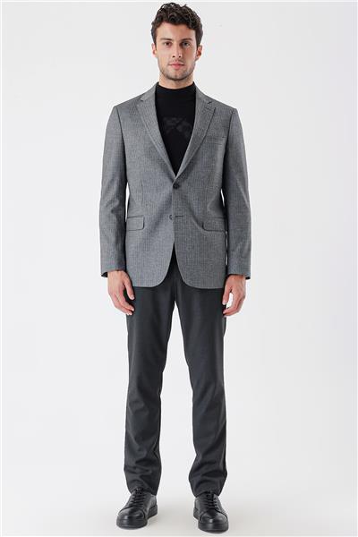 Lacivert Flannel Mono Yaka Tek Yırtmaç 6 Drop Comfort Fit Rahat Kesim Klasik Ceket 1002235130