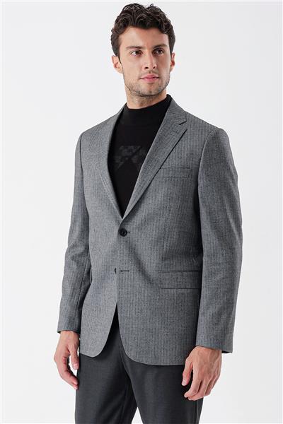 Lacivert Flannel Mono Yaka Tek Yırtmaç 6 Drop Comfort Fit Rahat Kesim Klasik Ceket 1002235130